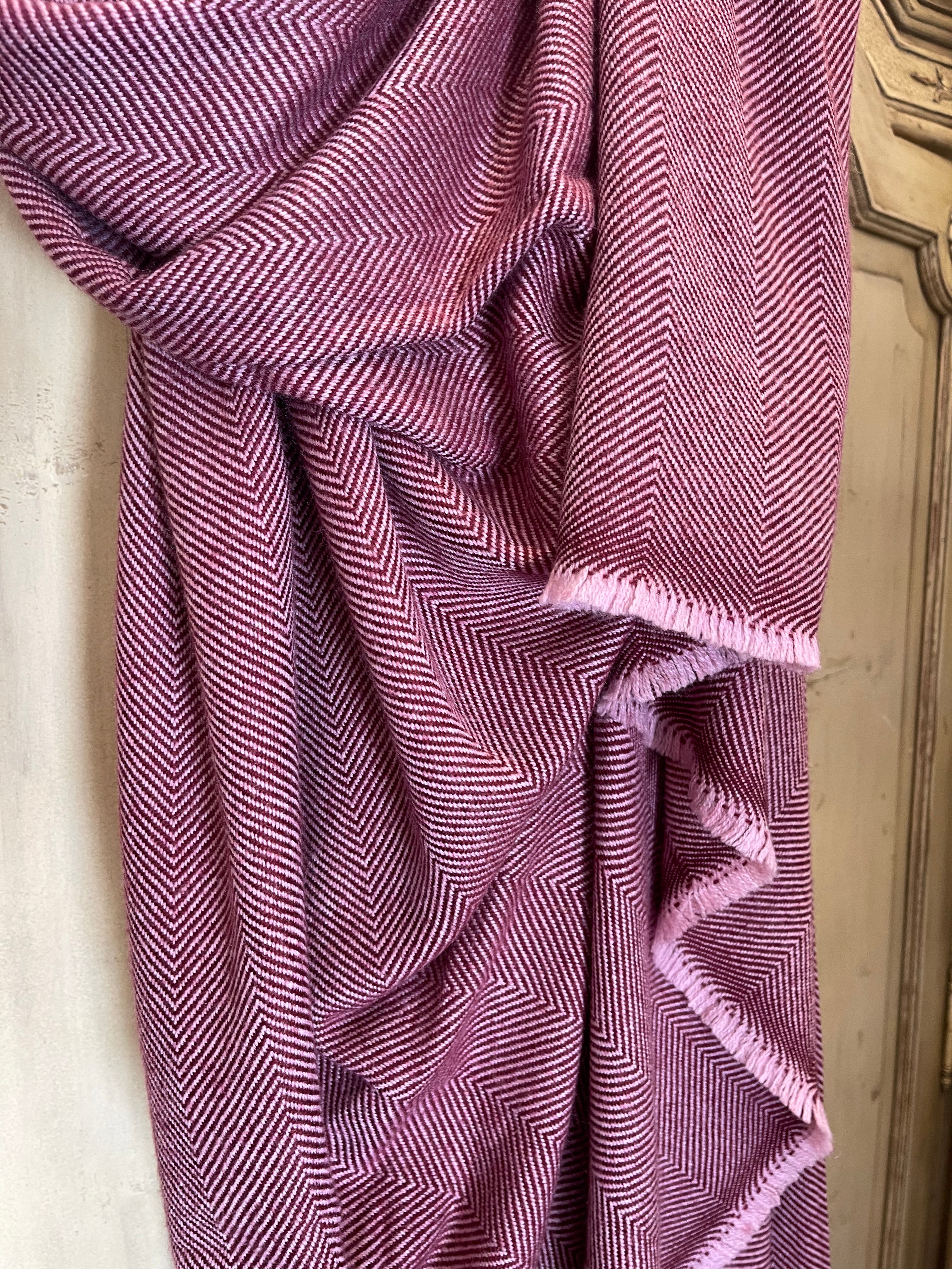 Cashmere Throw/Wrap - Dark Cherry Stripe