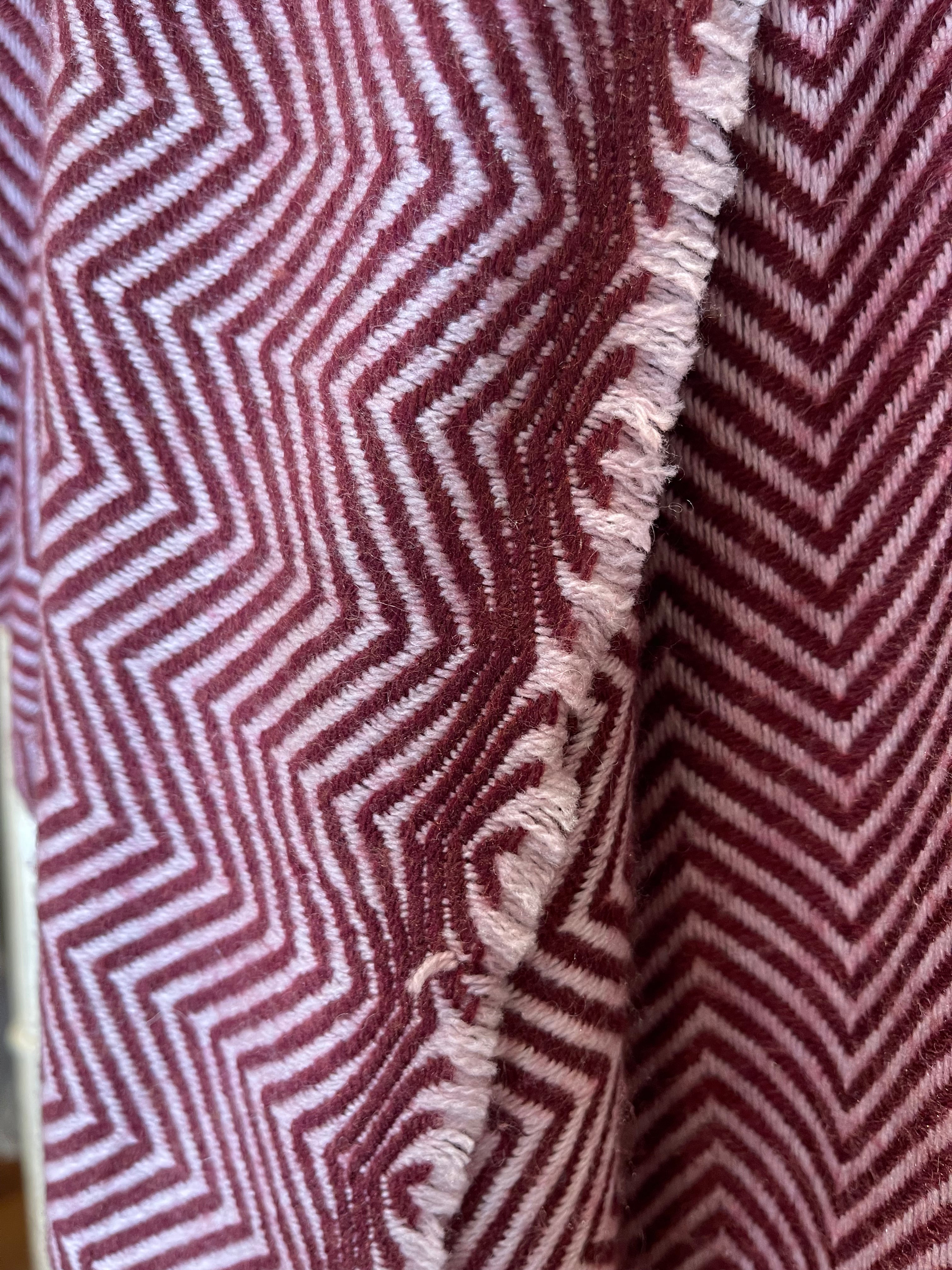 Cashmere Throw/Wrap - Dark Cherry ZigZag