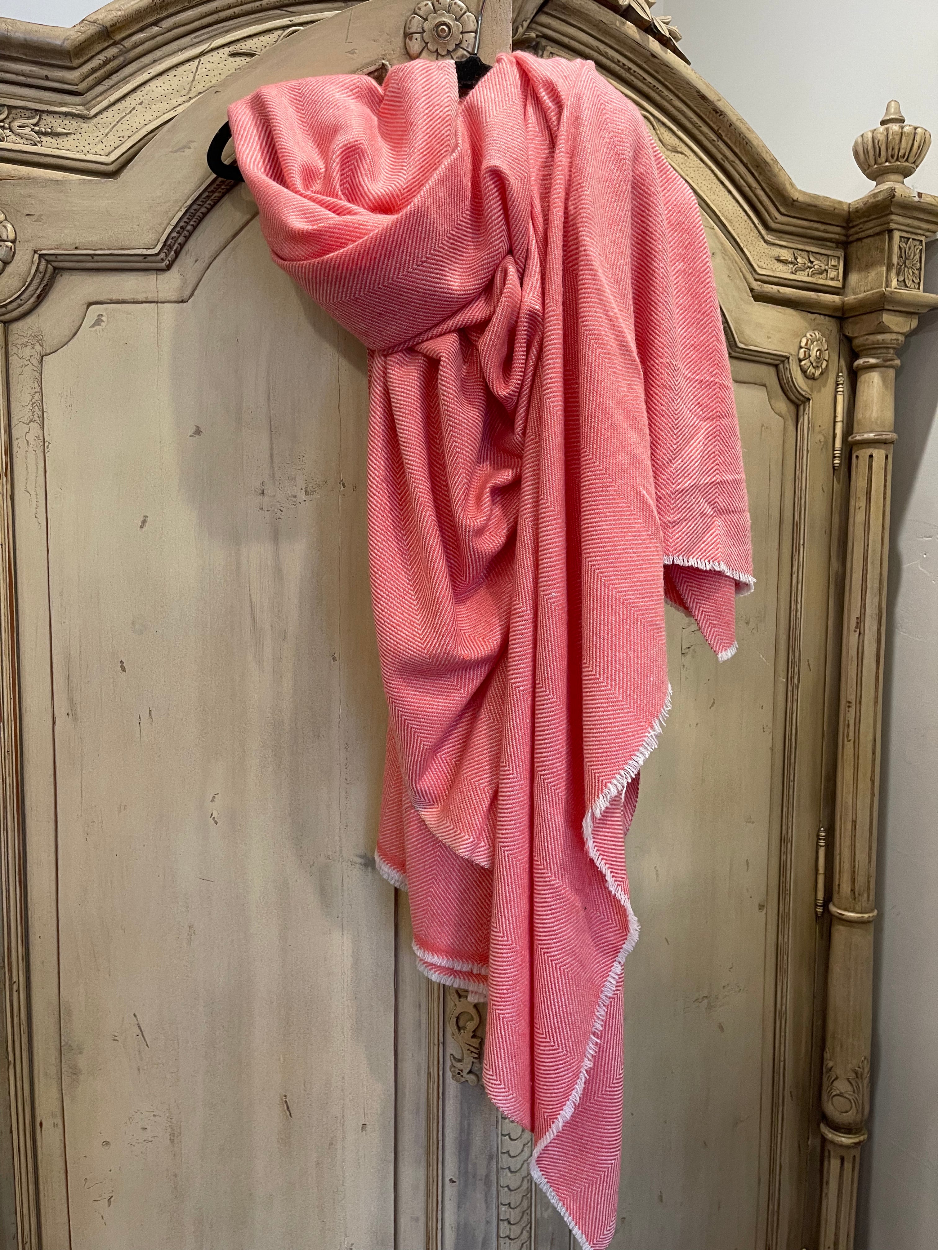 Cashmere Wrap - Coral Stripe