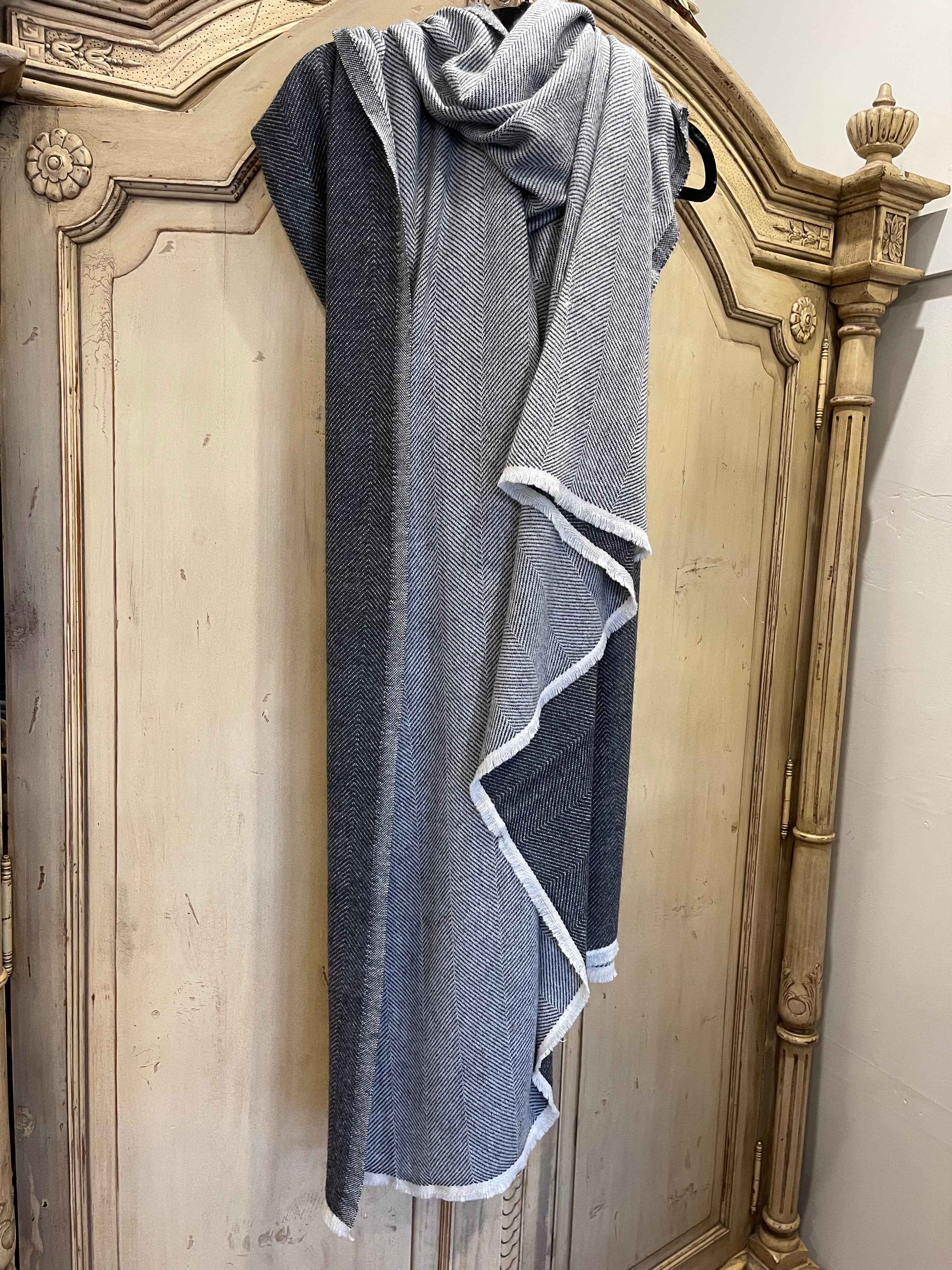 Cashmere Wrap - Charcoal Stripe