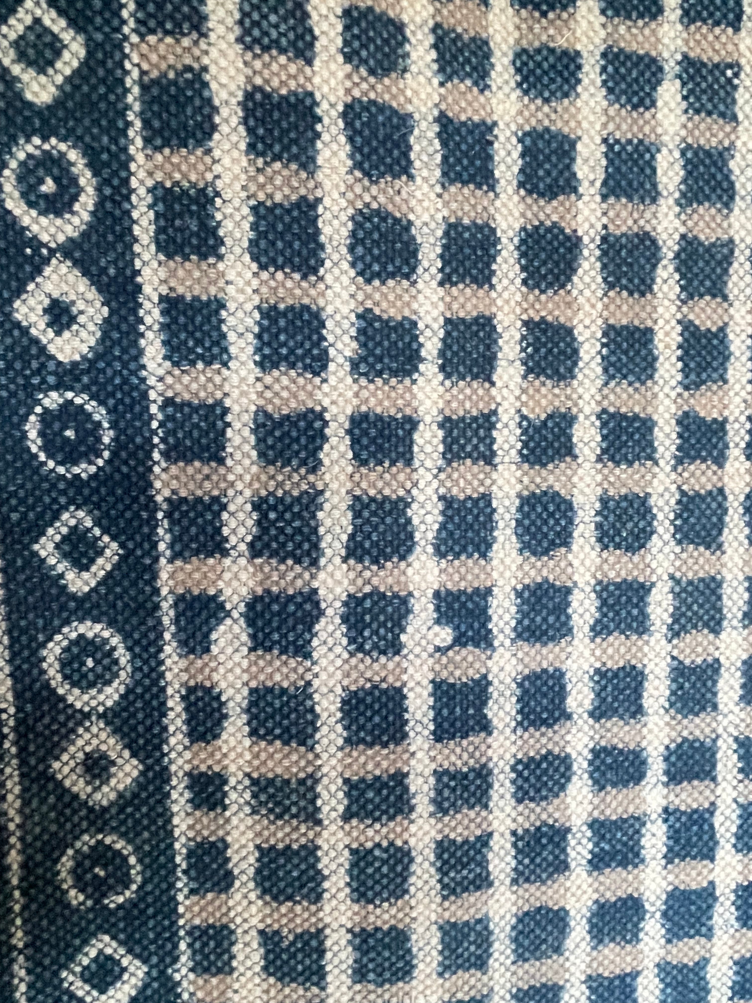 Dhurrie Cotton Rug - Indigo Check