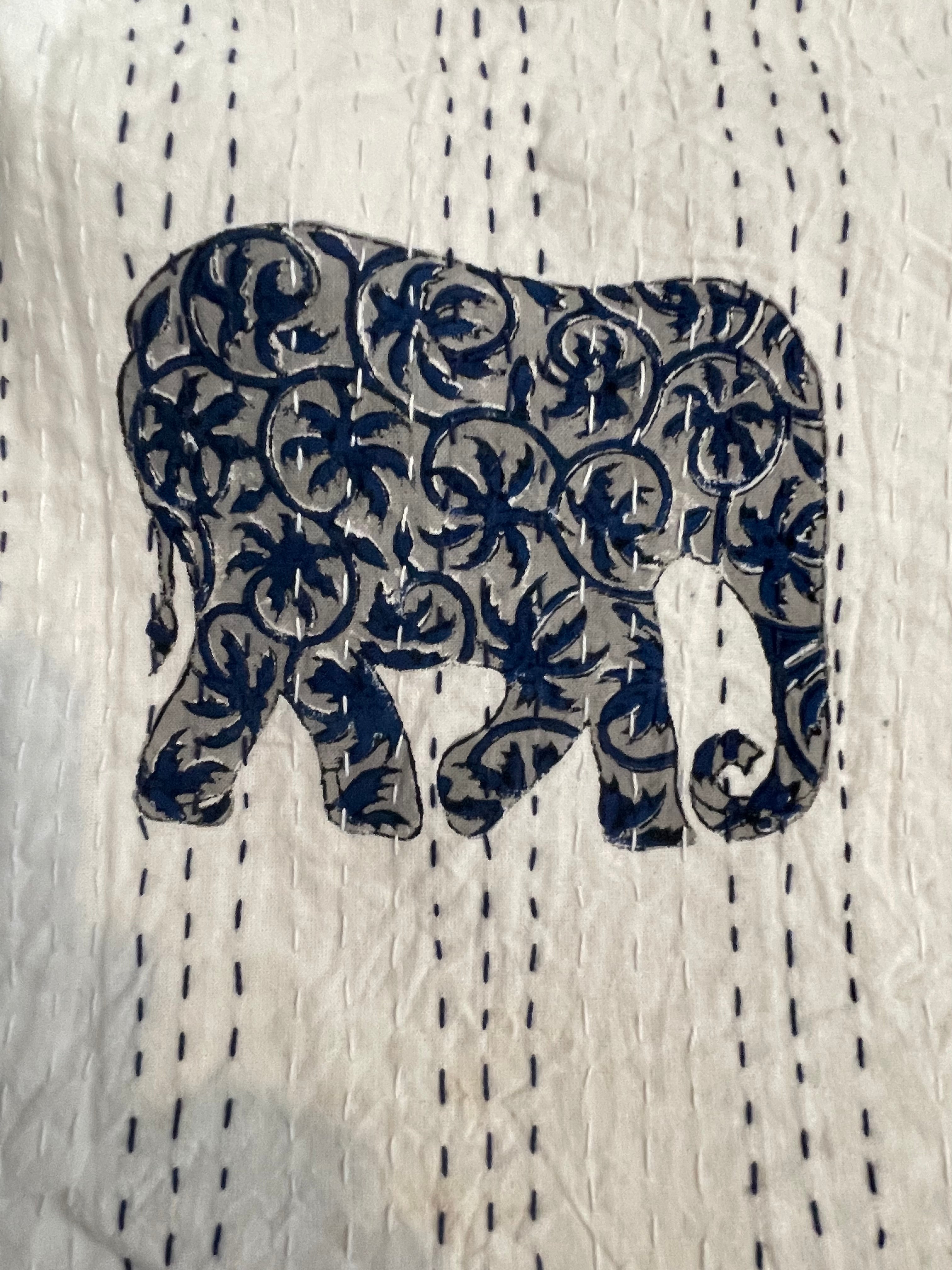 KANTHA - RAINING ELEPHANTS SKY BLUE