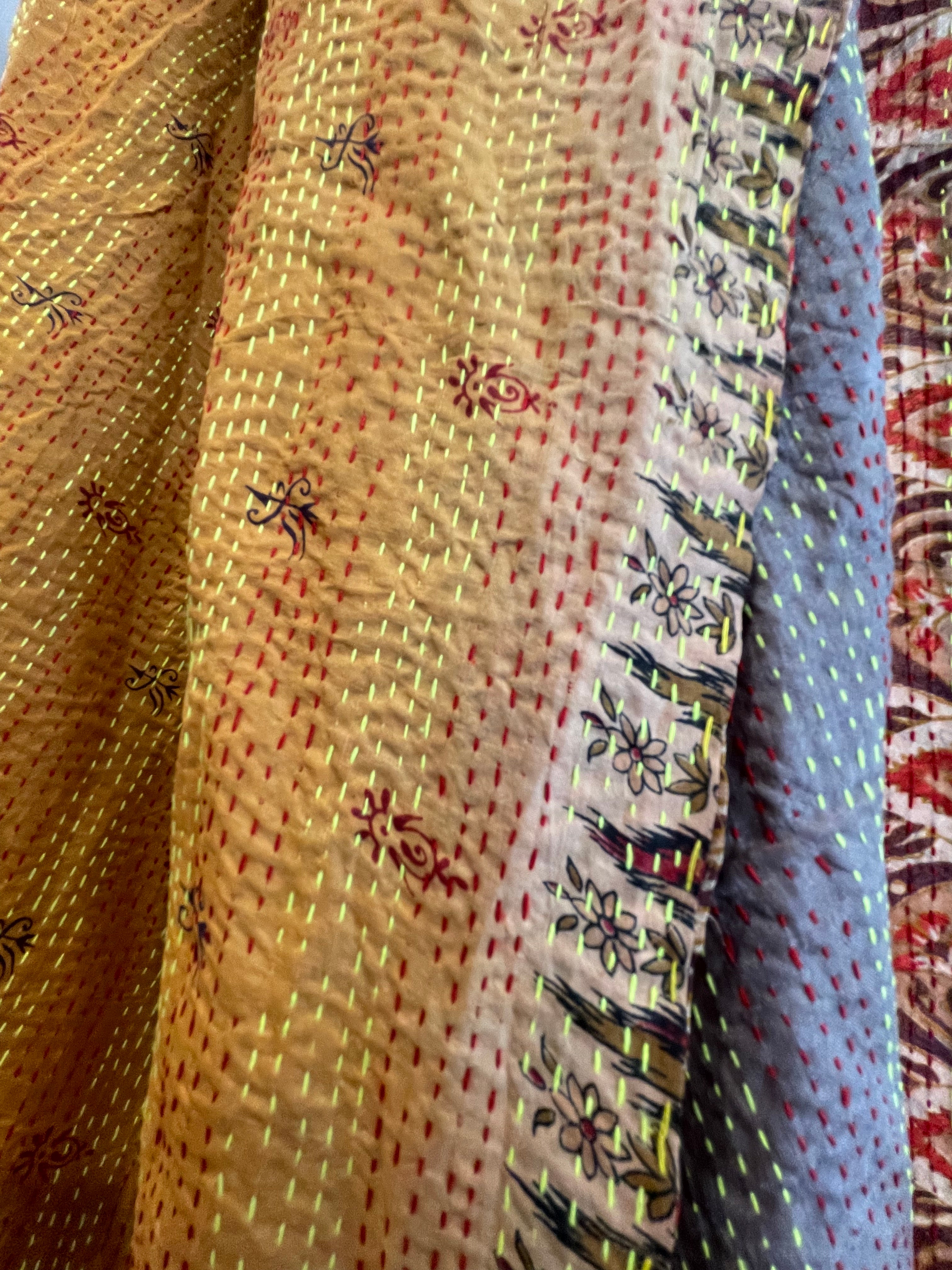 Vintage Silk Sari Wrap - Citrine Sun Garden
