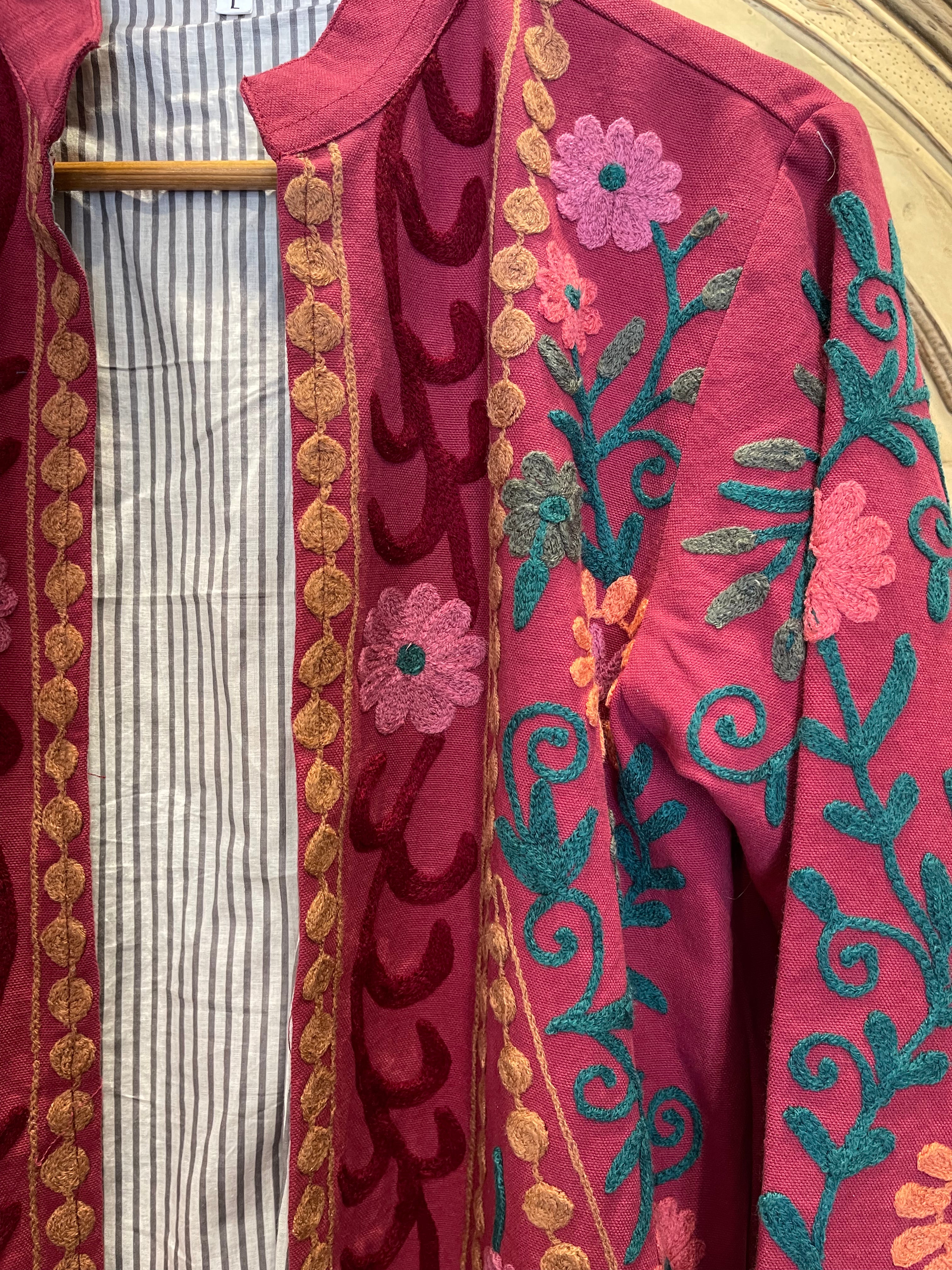 Suzani Tribal Jacket Long - Cherry Forest