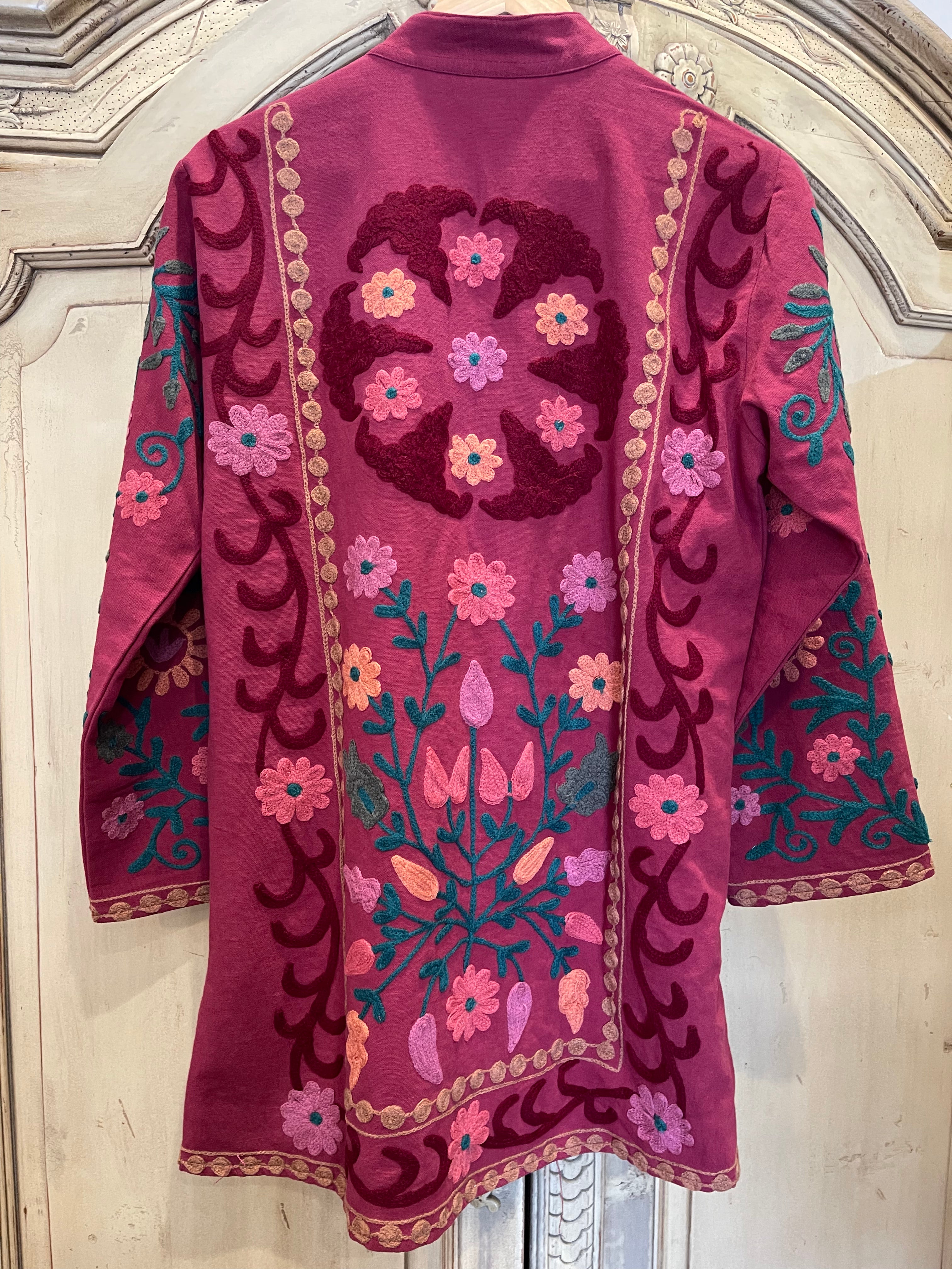 Suzani Tribal Jacket Long - Cherry Forest