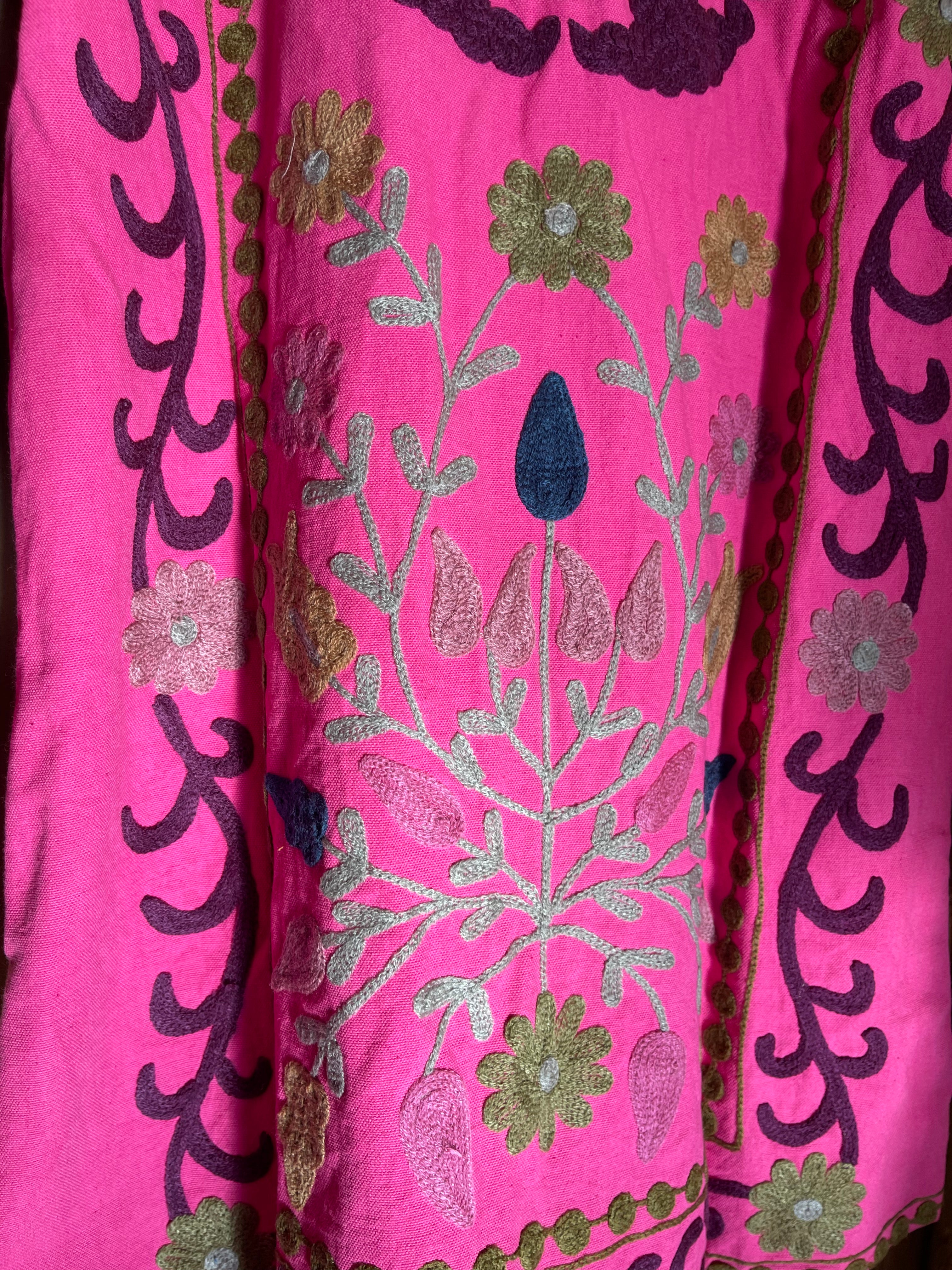 Suzani Tribal Jacket Long - Pink Cherry