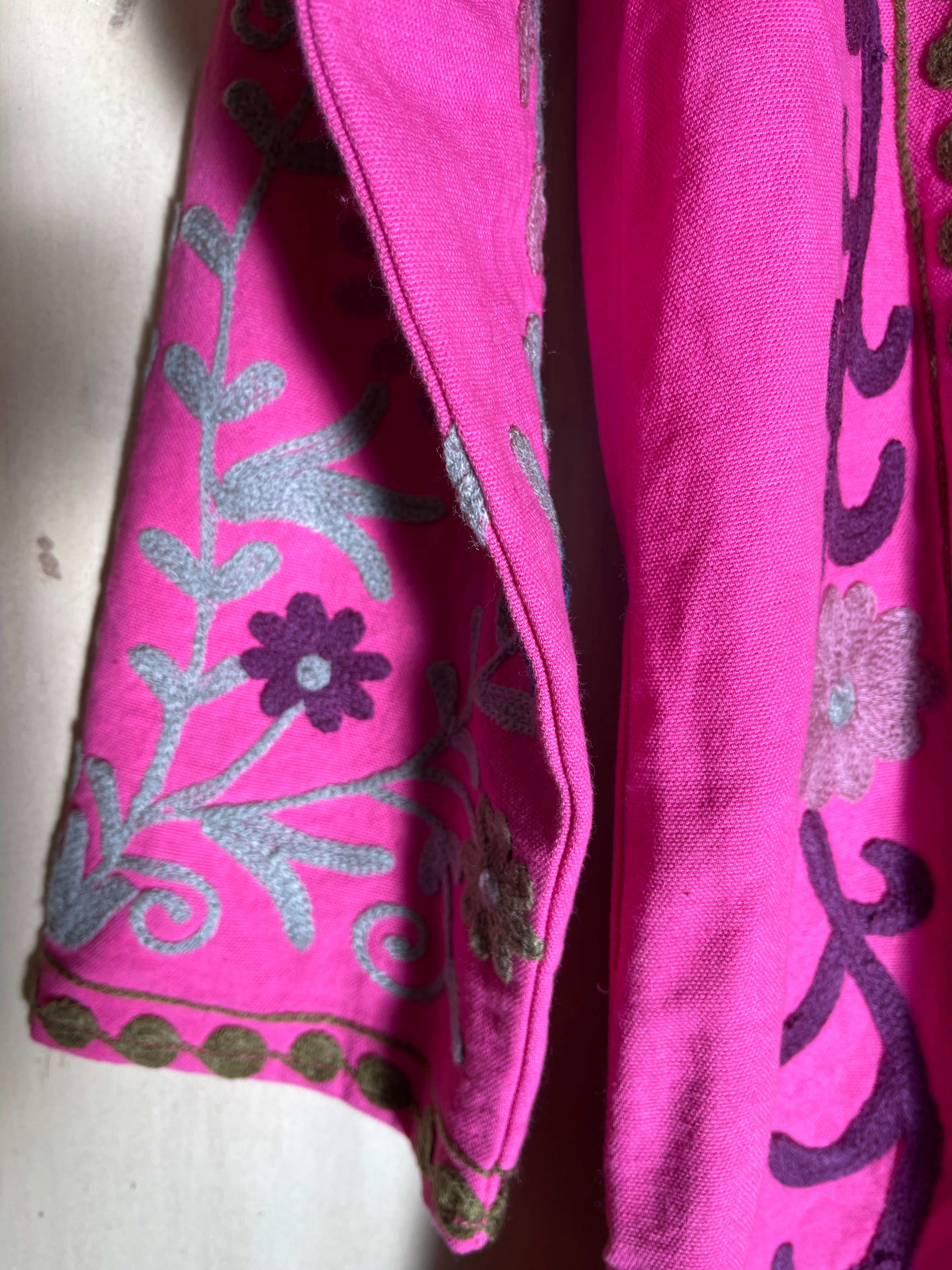 Suzani Tribal Jacket Long - Pink Cherry