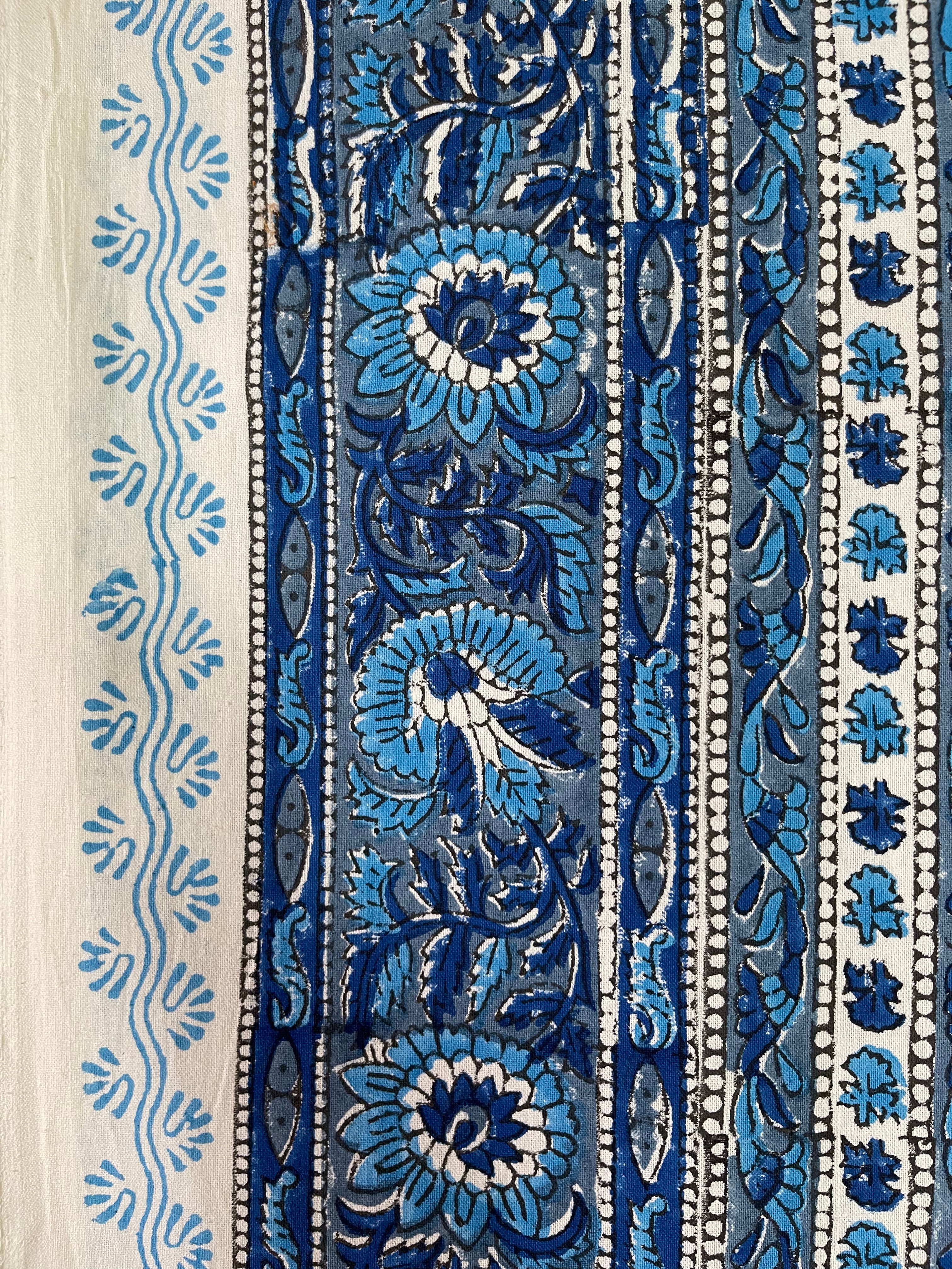 Block Printed Cotton Sheet  - COASTAL BLUE
