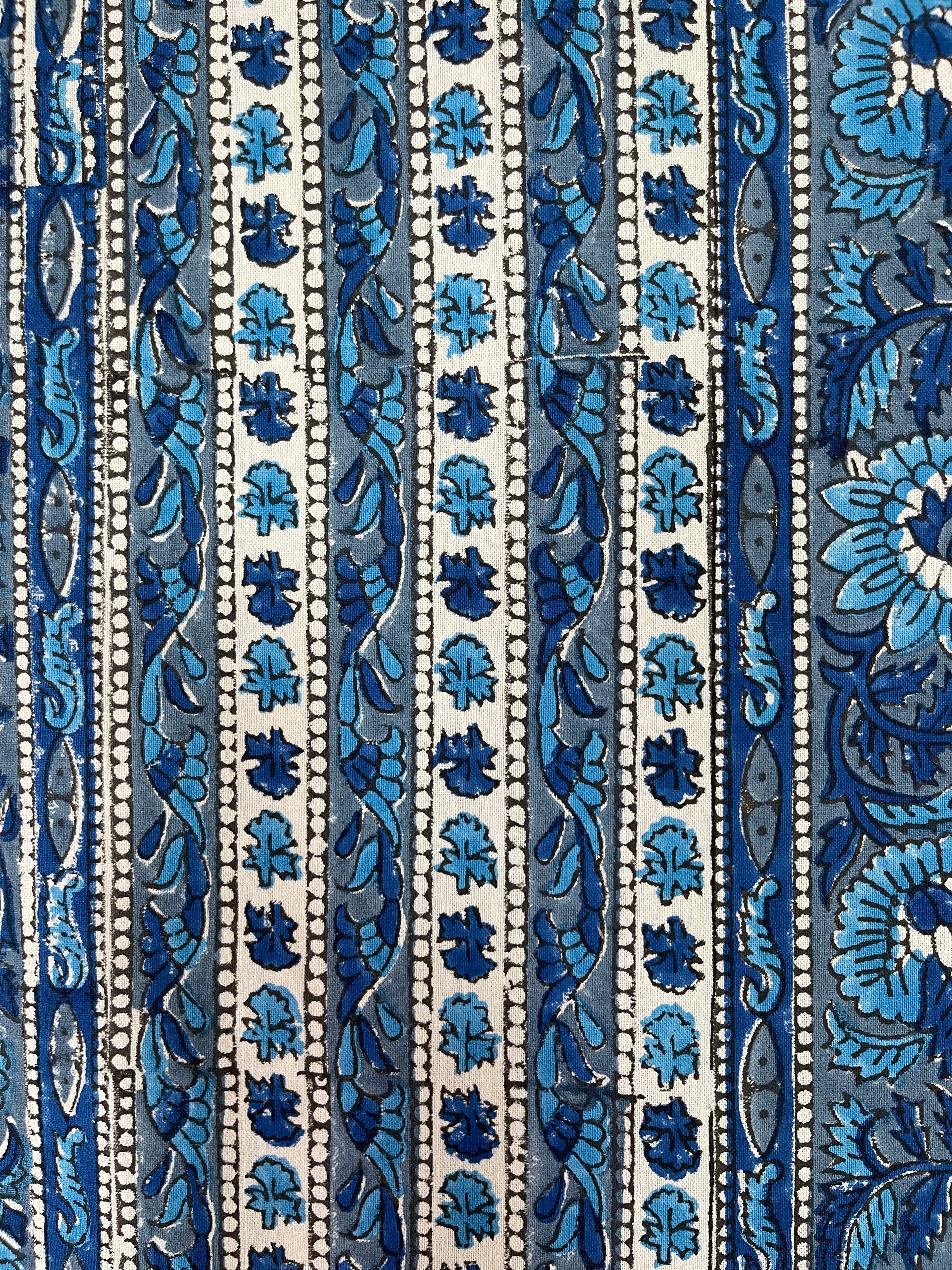 Block Printed Cotton Sheet  - COASTAL BLUE