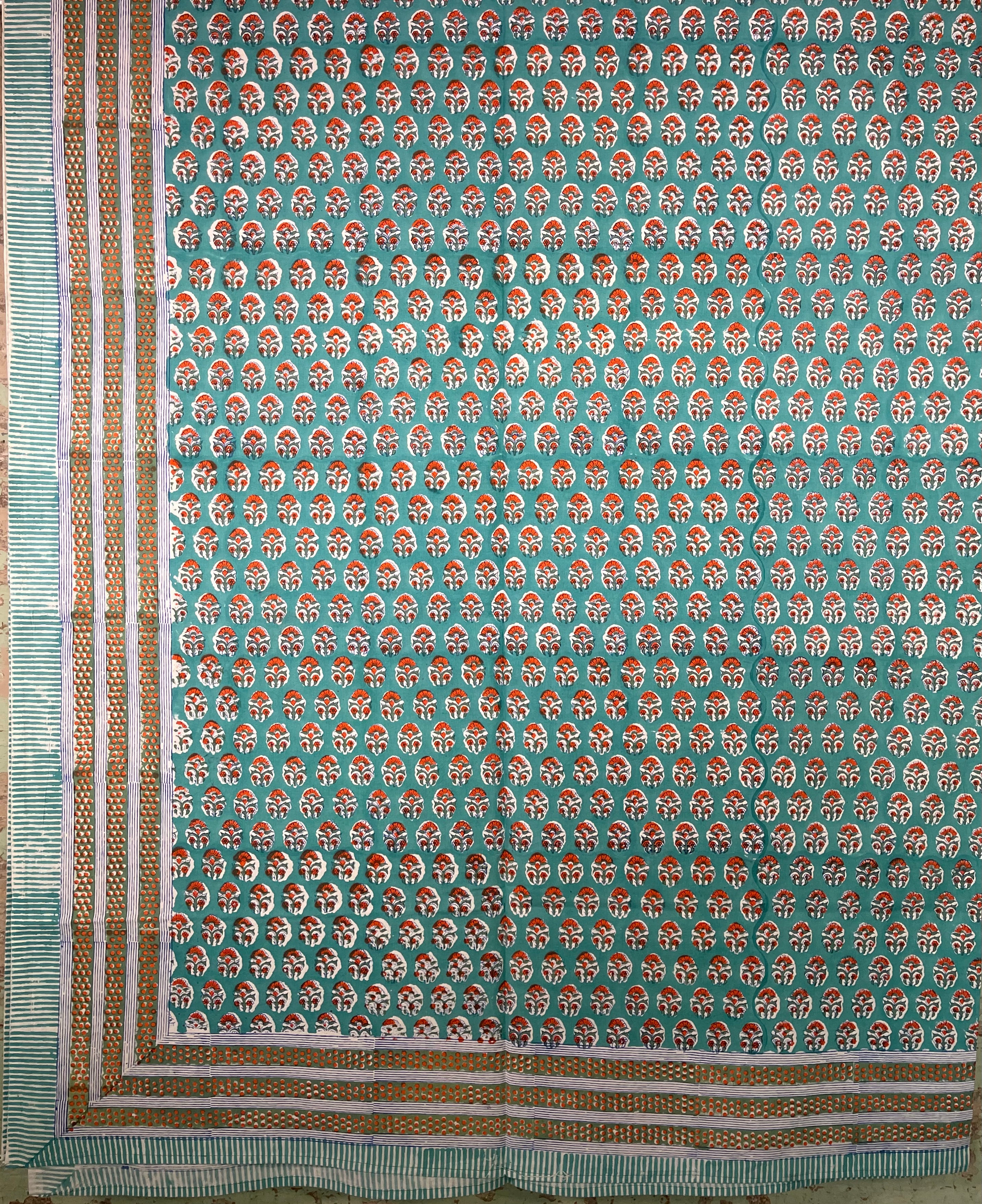 Block Printed Cotton Sheet  - ORANGE ORCHARD