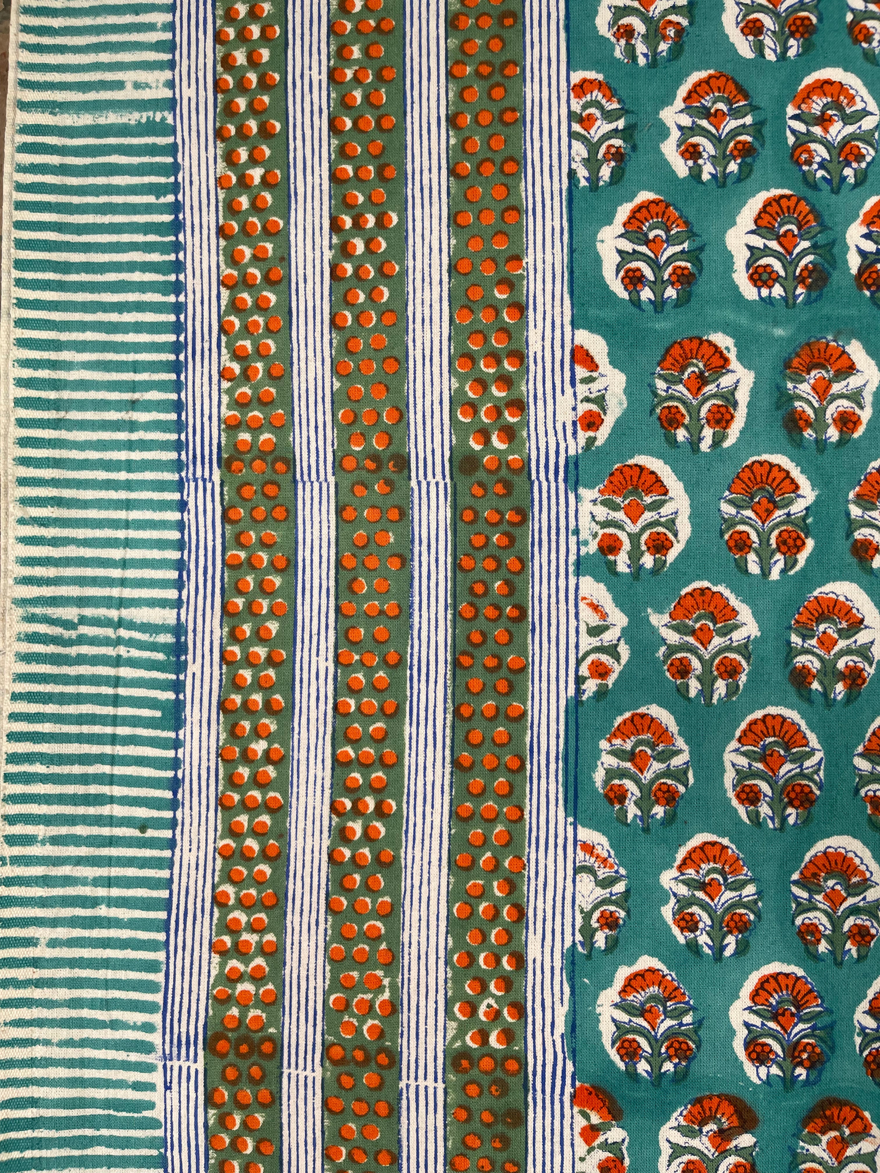 Block Printed Cotton Sheet  - ORANGE ORCHARD