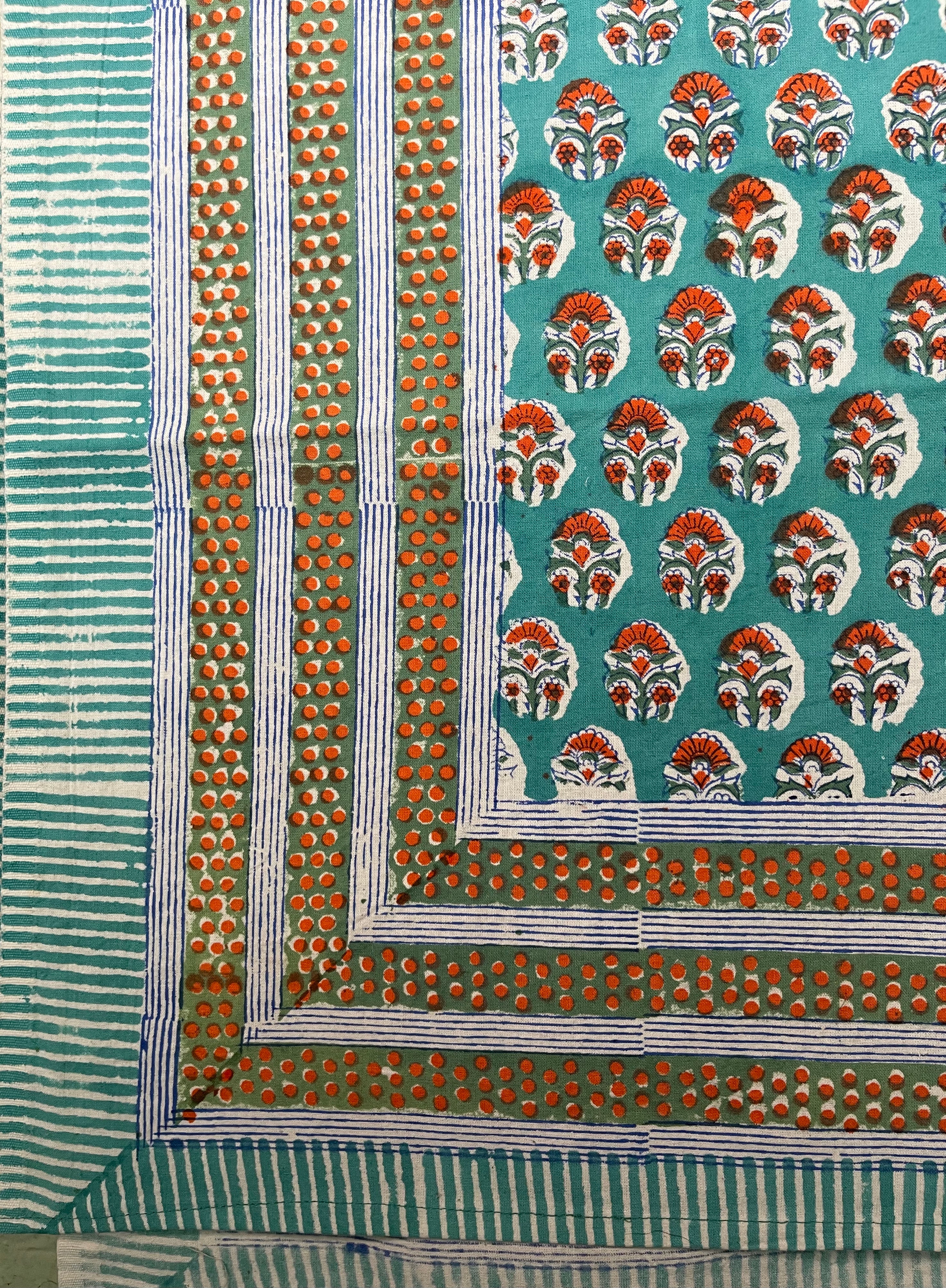 Block Printed Cotton Sheet  - ORANGE ORCHARD