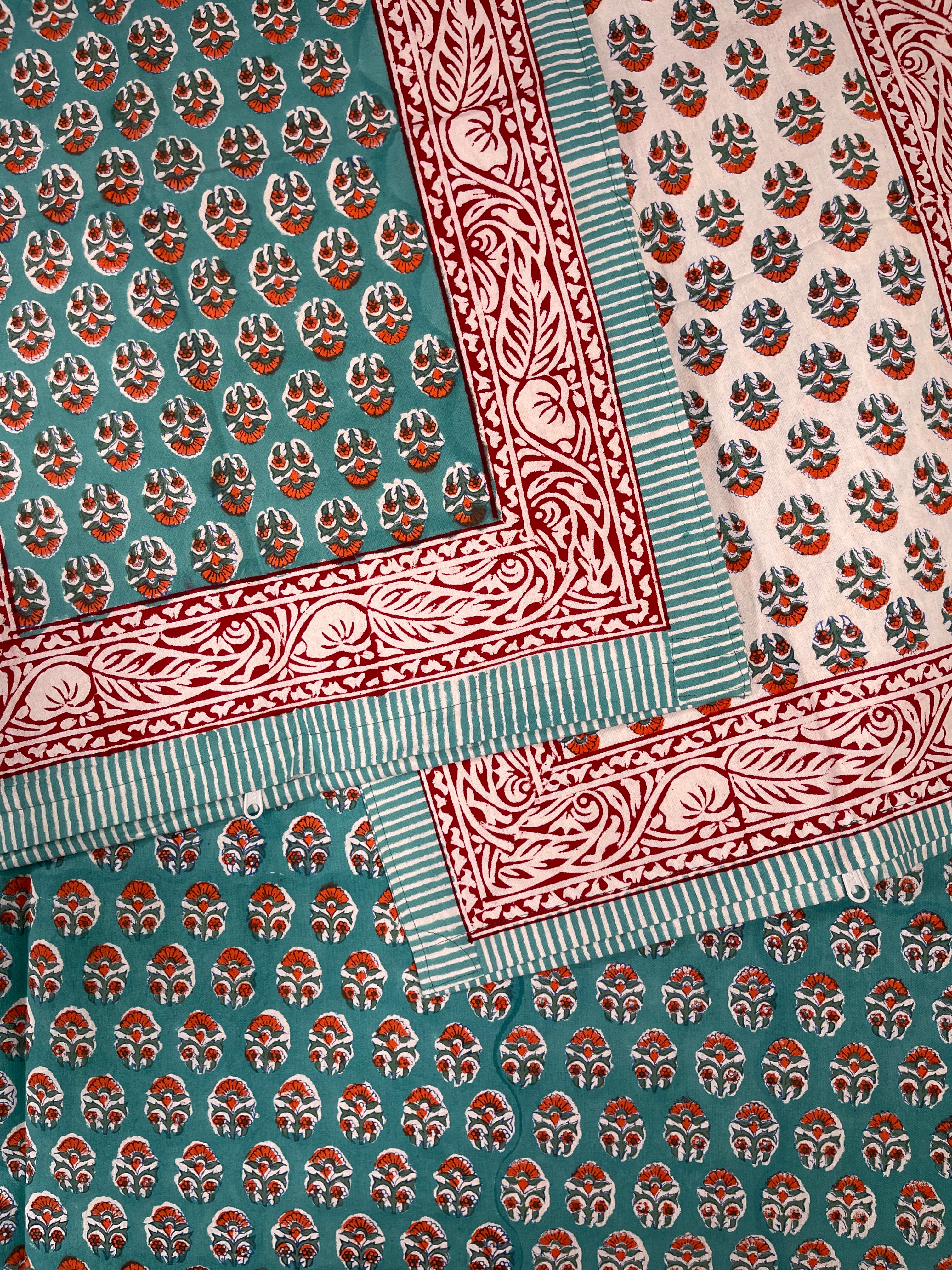 Block Printed Cotton Sheet  - ORANGE ORCHARD