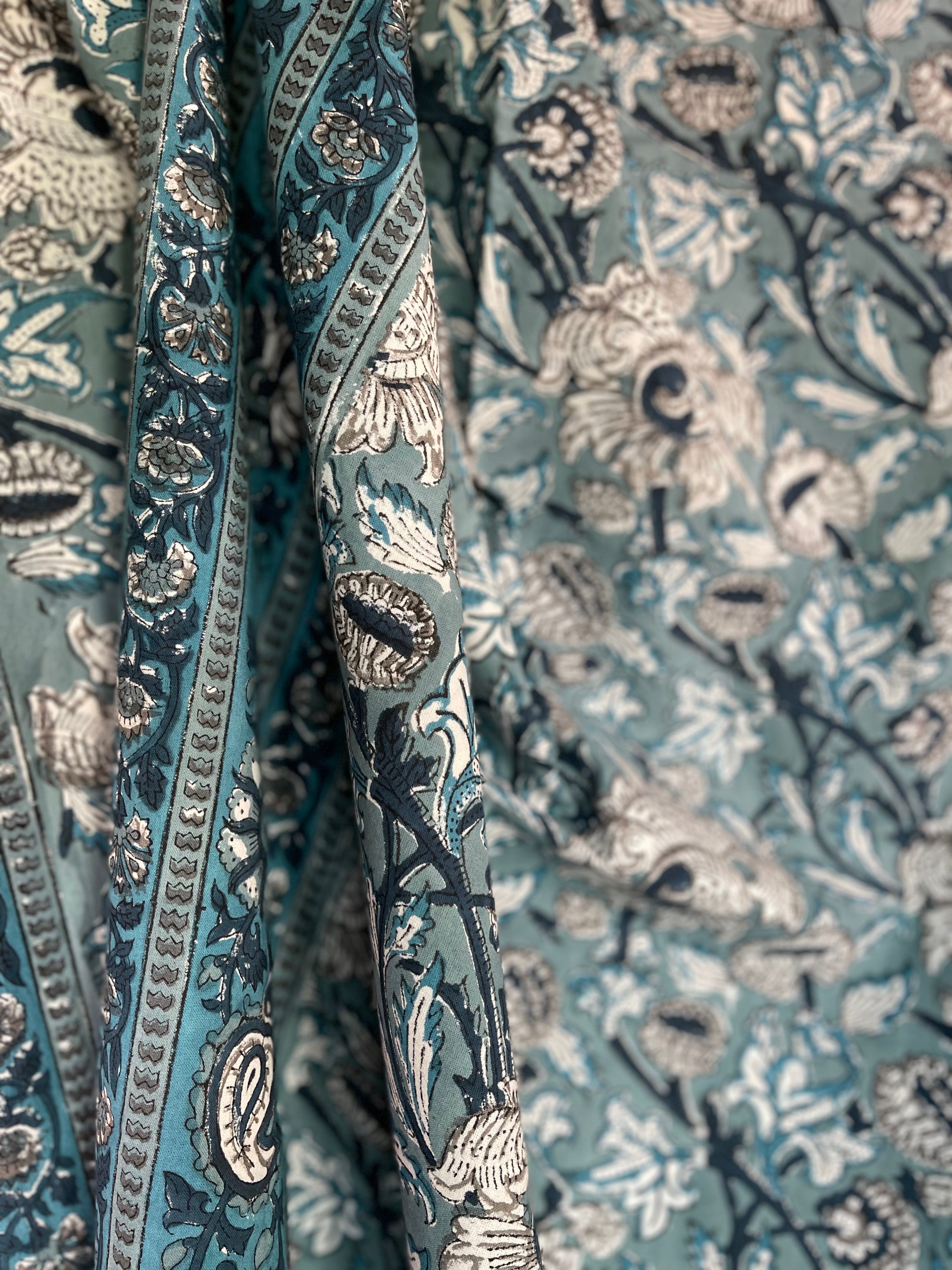 Block Printed Cotton Sheet - FLORAL STORM