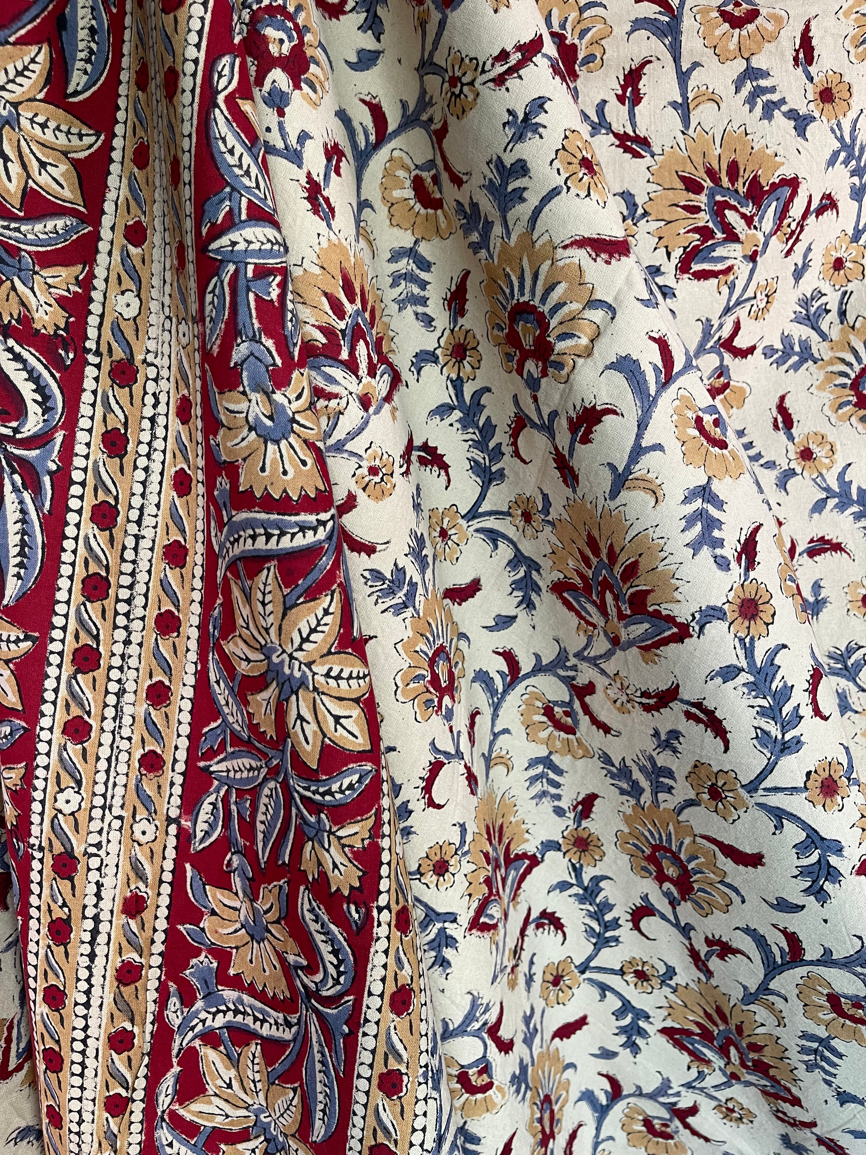 Block Printed Cotton Sheet - BUSHLAND FLORAL