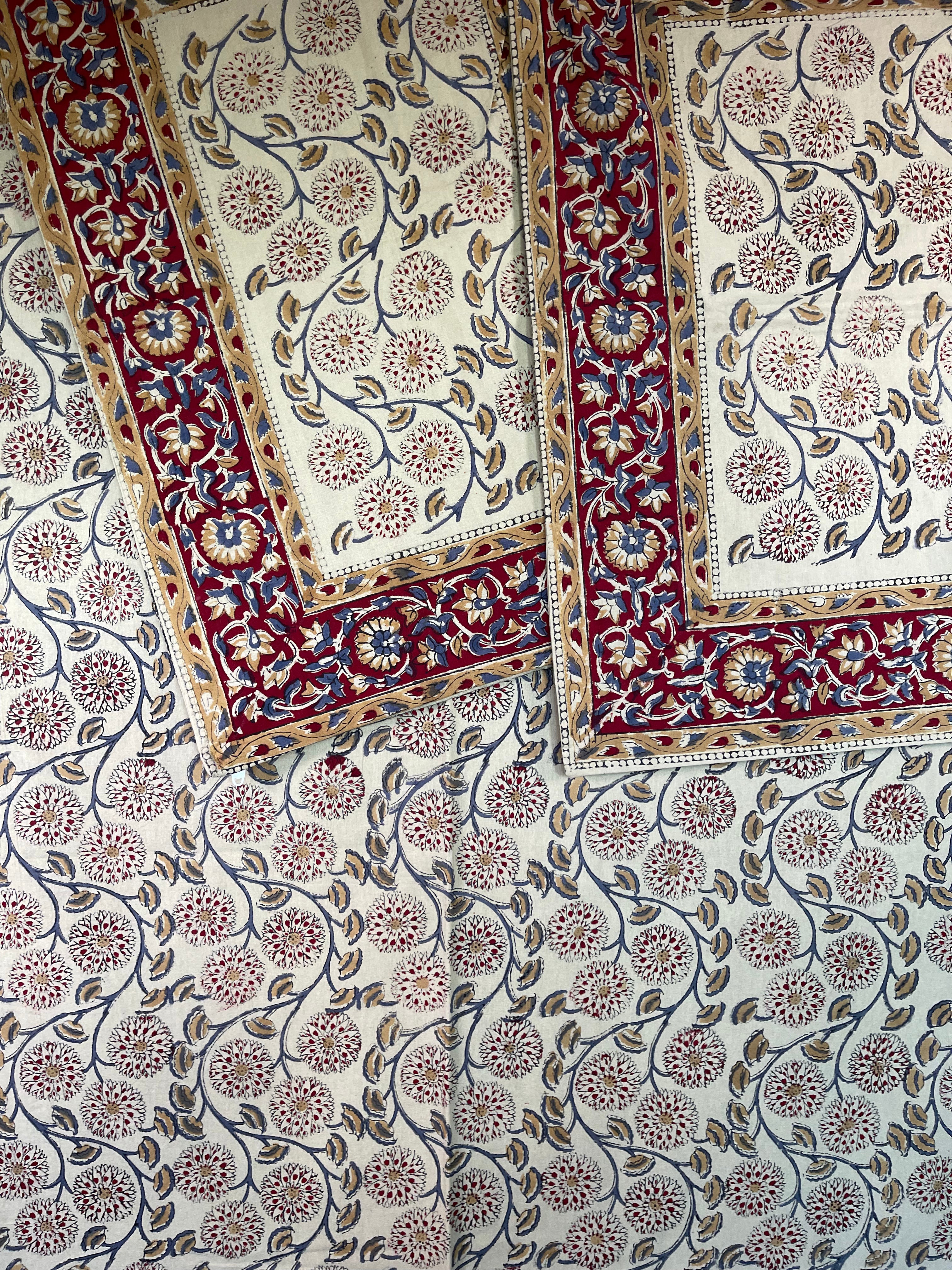 Block Printed Cotton Sheet - BUSHLAND FLORAL