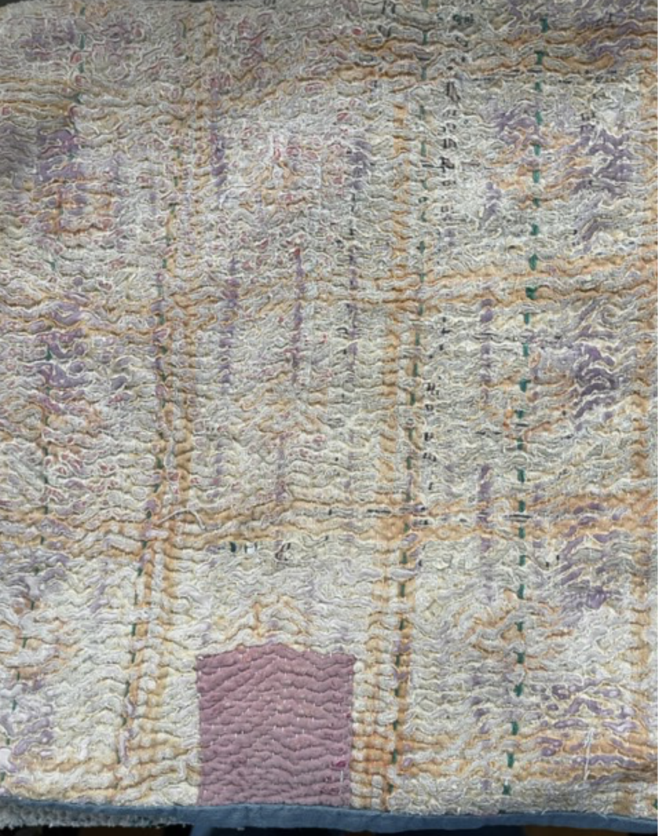 Linear Vintage Kantha Cushion - Desert Patch