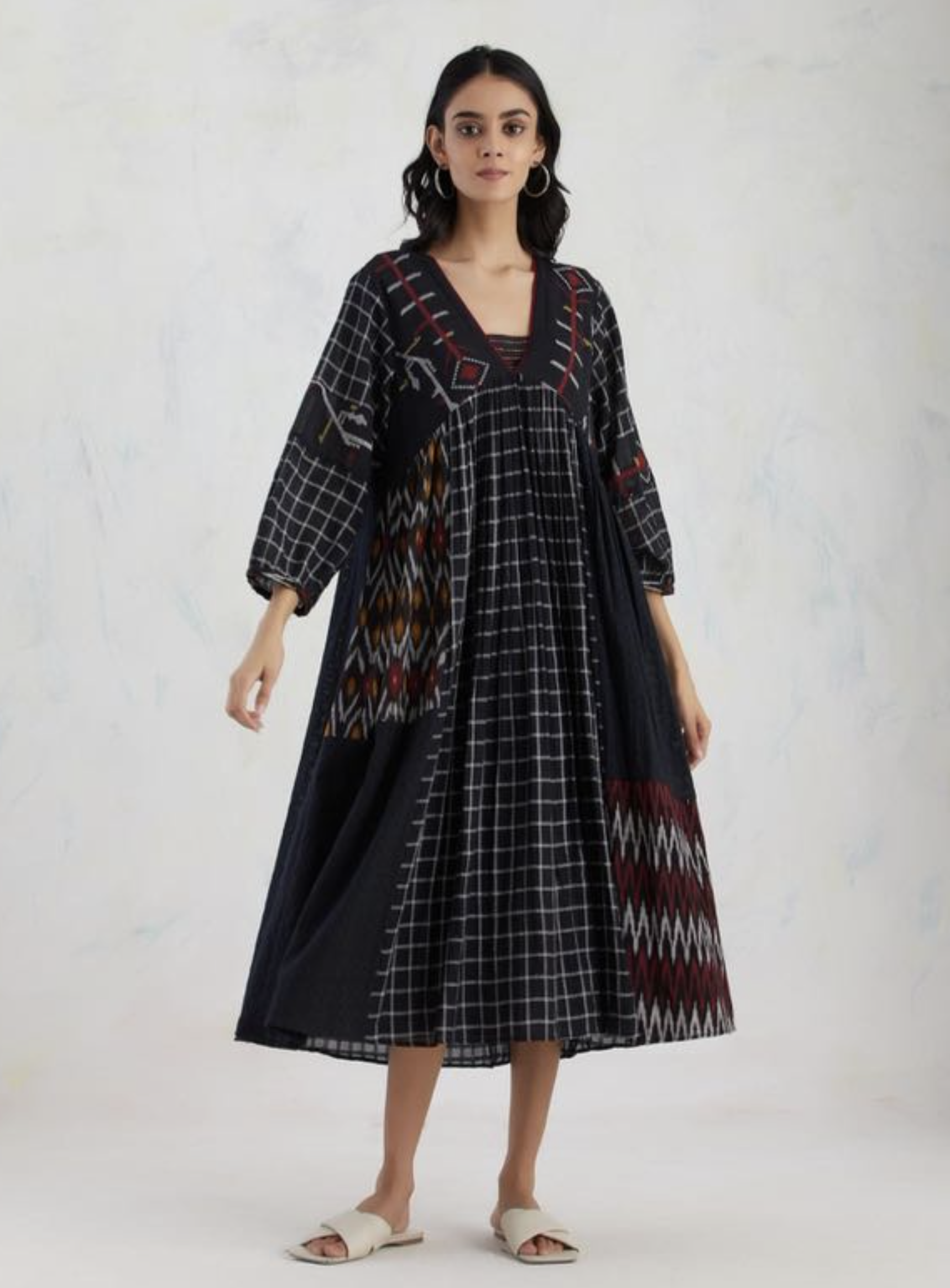 Jamdani Ikat Dress - Black