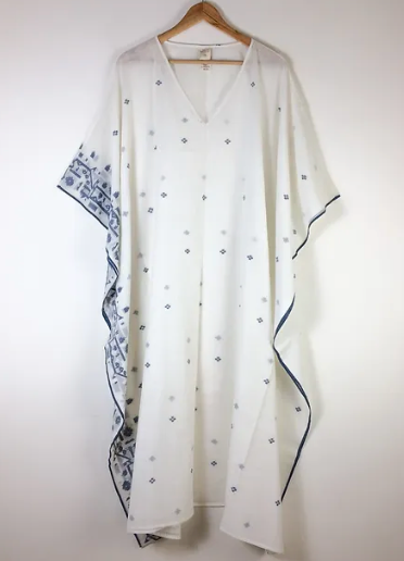 Long Jamdani Kaftan - Moonlight