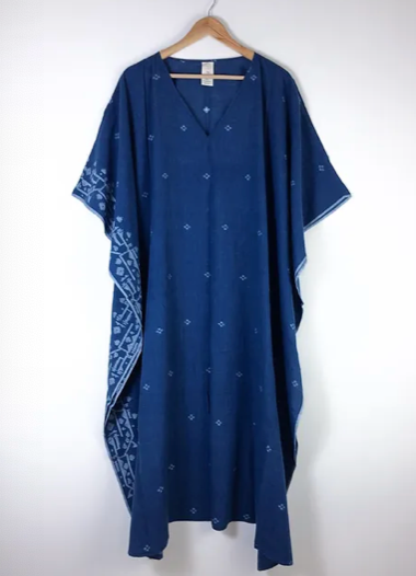 Long Jamdani Kaftan - Indigo Night Sky