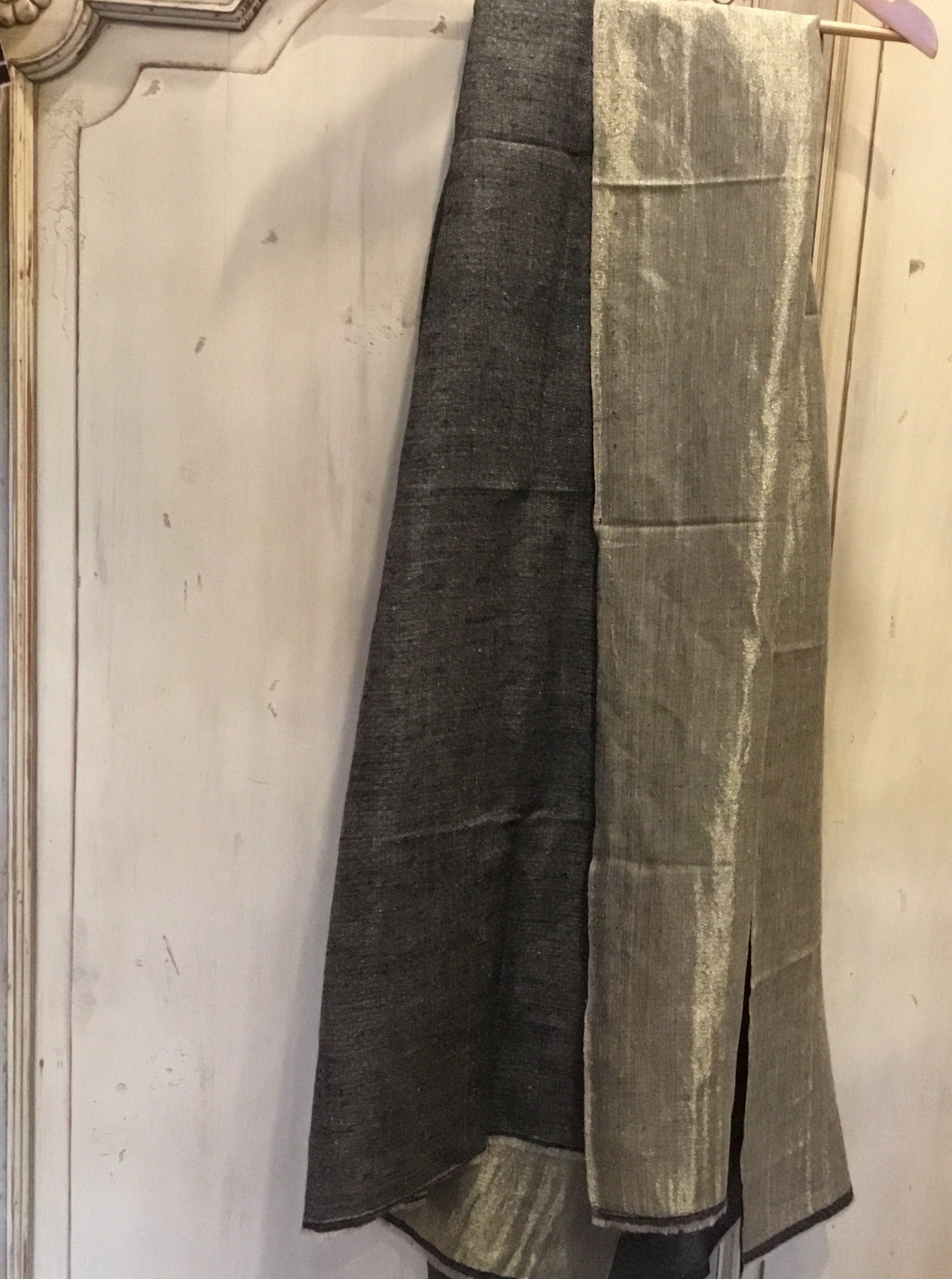 Pashmina Zari  Wrap  - Charcoal/Gold