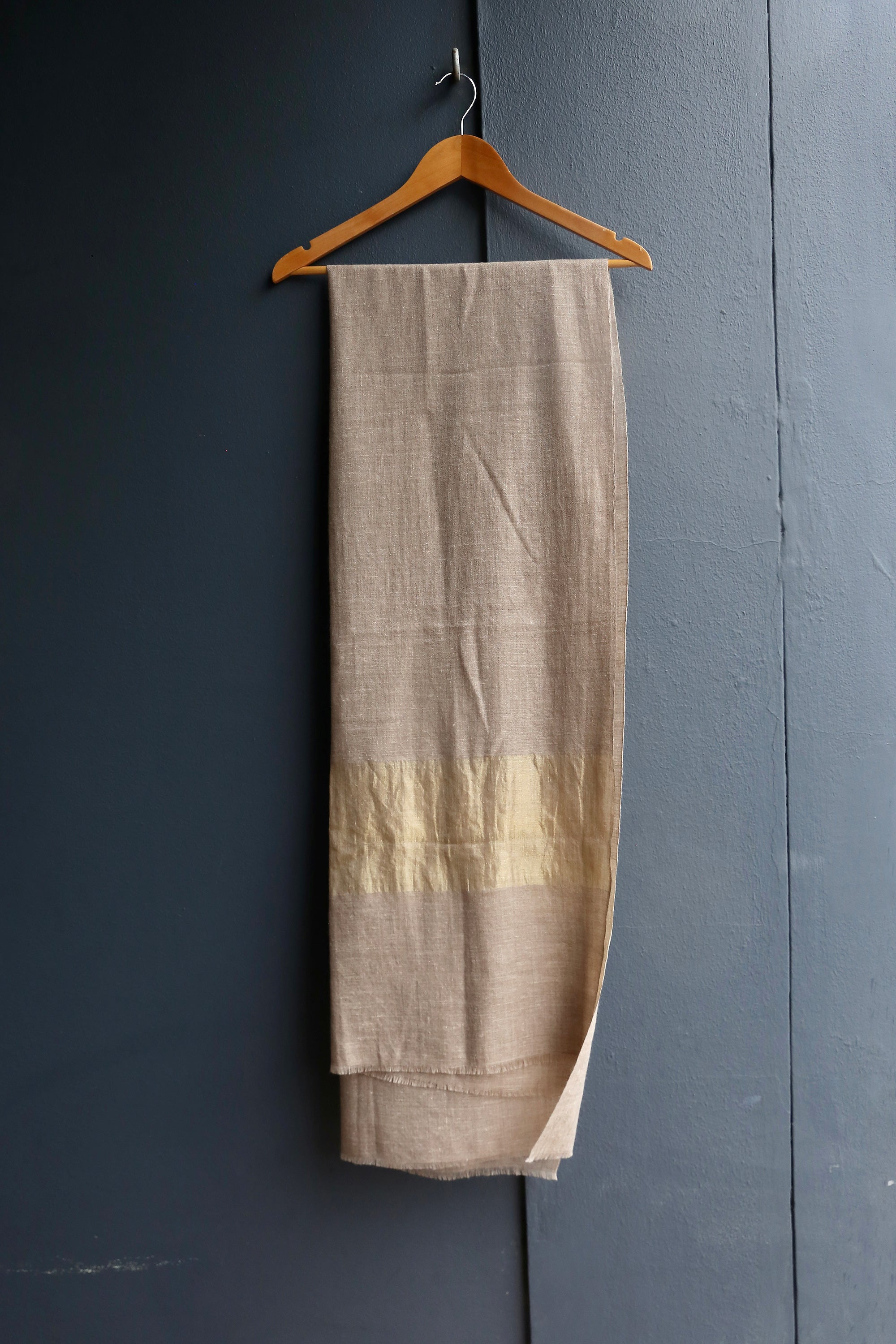 Pashmina Zari Scarf - Stone/ Gold